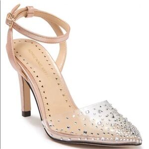Adrienne Vittadini Pink and Clear sparkle Heels